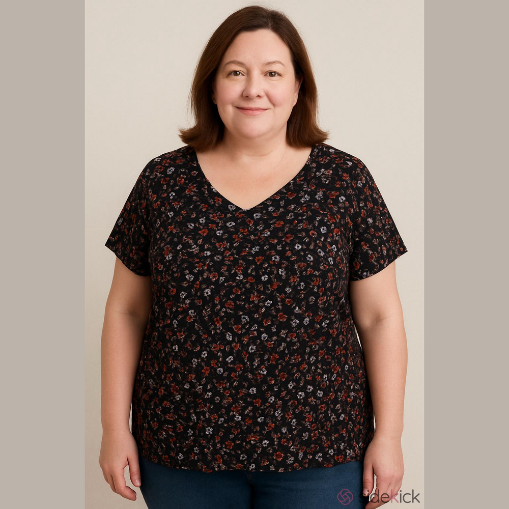 Michel studio collection floral modern tee viscose 3X